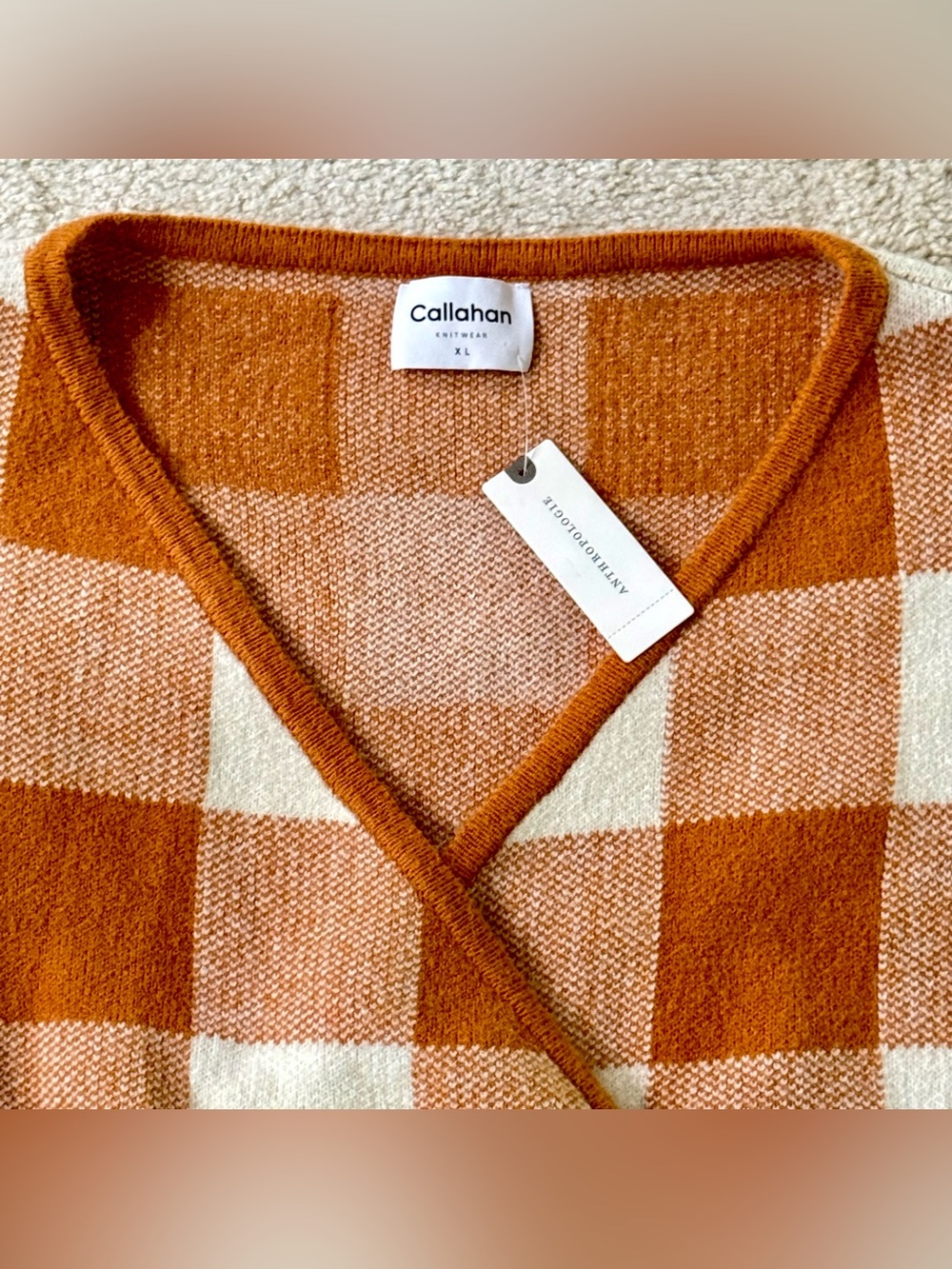 Anthropologie Callahan Agnes Surplice V-Neck Buffalo Check Wrap Sweater - Picture 3 of 7